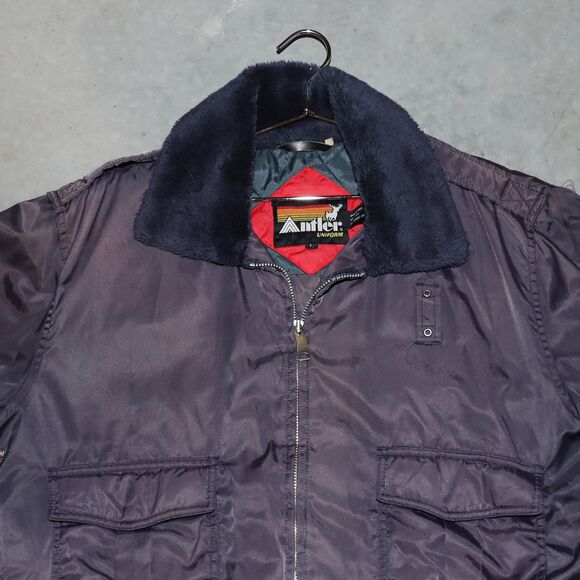 Vintage 80s Antler Bomber Jacket Shearling Mens Insulated Jacket Size Large - Picture 3 of 3